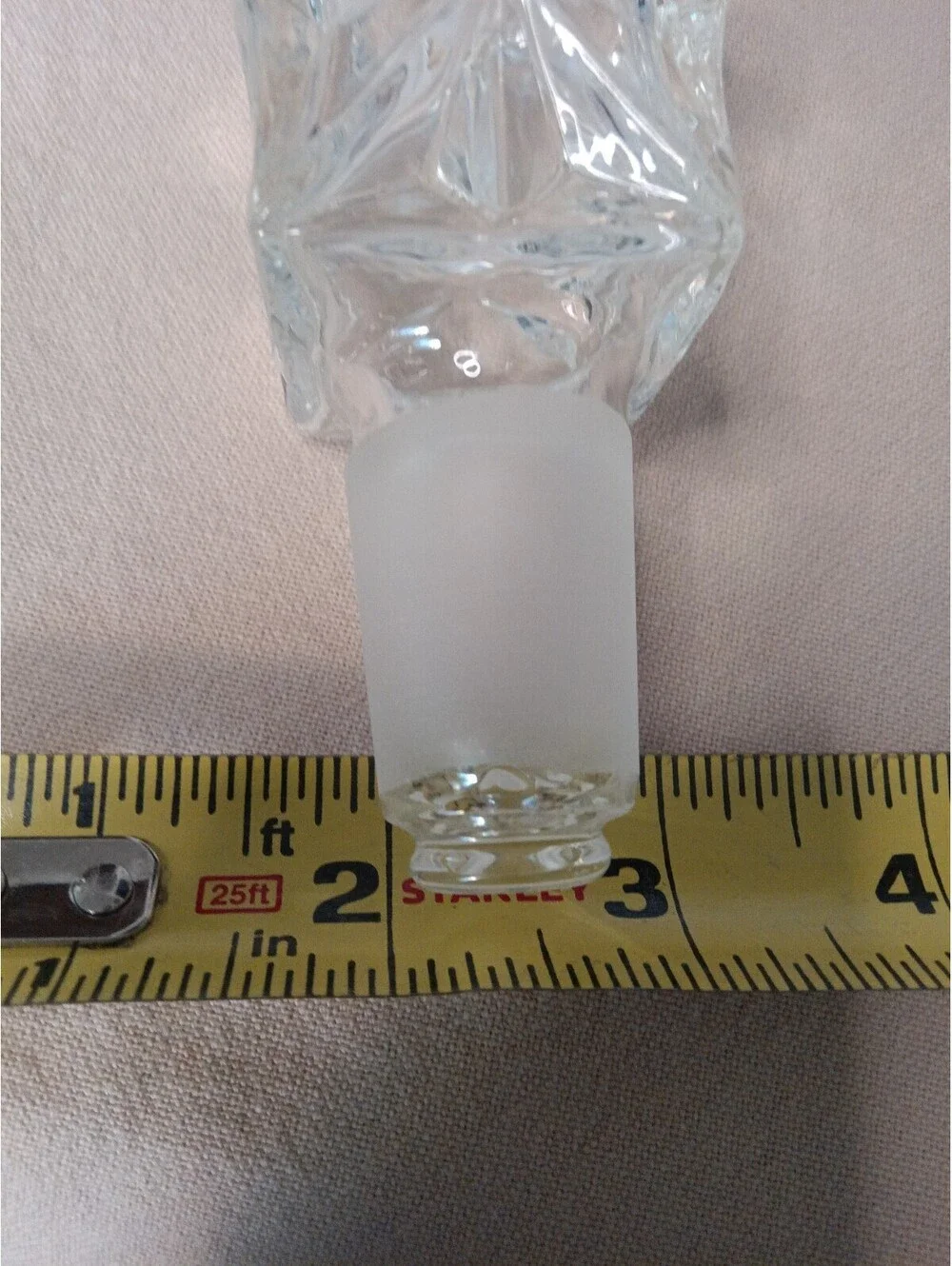 Vintage Square Crystal Decanter Replacement Stopper - Pinwheel Star Cut, Frosted